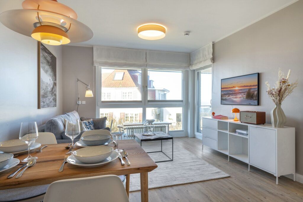 Wohnzimmer in einer Ferienwohnung auf Sylt