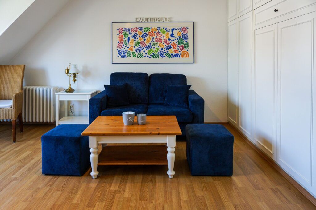 Wohnzimmer in einer Ferienwohnung auf Sylt